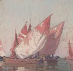 Edgar Alwin Payne, Near Choggia on the Adriatic, gouache on paper