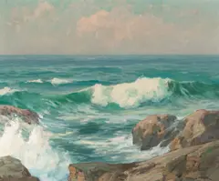 Breaking Waves by Maurice Braun, oil on canvas, sold Nov 2023