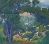 Elsie Palmer Payne, Hillside Homes, gouache on paper