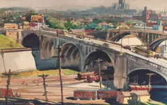 Los Angeles Train Yard by Emil Kosa Jr., watercolor on paper, sold Nov 2023