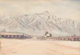 Shoichi George Samura, Manzanar Internment Camp, watercolor and pencil on paper
