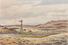 Aaron Gunn Pyle, Sandhill Country and Early Spring (a group of two), first watercolor and gouache on paper, second egg tempera on board