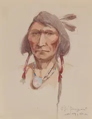 Edgar Samuel Paxson, Cree Brave, watercolor on paper