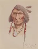 Edgar Samuel Paxson, Cree Brave, watercolor on paper