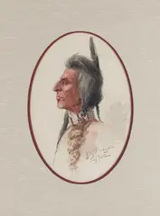 Edgar Samuel Paxson, Portrait of a Native American in Profile, watercolor on paper