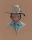 Olaf Wieghorst, Charley Bluefeather (Navajo), gouache and ink on paper