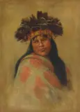 Grace Hudson, A Pomo Dancer (Kal-Si-Wa, Mountain Robin, Rosa Peters), oil on canvas laid to board