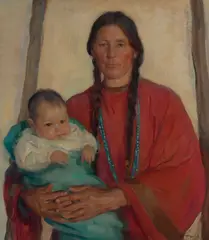 Native American Mother and Child by Mary Mendenhall Gray, oil on canvas, sold Nov 2023