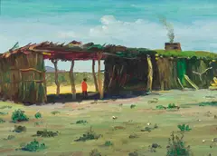 Elbridge Ayer Burbank, Pima Indian Home (Sacaton, Arizona), oil on paperboard