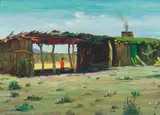 Elbridge Ayer Burbank, Pima Indian Home (Sacaton, Arizona), oil on paperboard