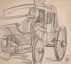 Old Stage Coach by Maynard Dixon, pencil on paperboard, sold Nov 2023