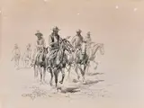 Cow Men by Charles Marion Russell, ink on paper, sold Nov 2023