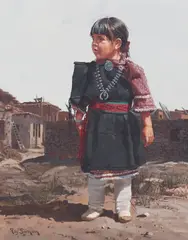 Ray Swanson, Pueblo Girl, acrylic on canvasboard