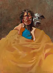 Lawrence W. Lee, Portrait of a Native American Man, oil on canvas laid to Masonite
