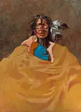 Lawrence W. Lee, Portrait of a Native American Man, oil on canvas laid to Masonite
