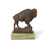 Henry Shrady, Elk Buffalo, bronze with brown patina