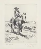 Elling William "Bill" Gollings, On Herd, 1927, Etching on laid paper