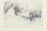 Elling William "Bill" Gollings, Winter Camp, 1927, Etching on laid paper with FJ Head & Co watermark