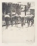 Elling William "Bill" Gollings, Waiting, 1928, Etching on laid paper with partial unidentified watermark