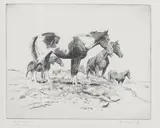 Elling William "Bill" Gollings, Sentinels, c. 1930, Etching on laid paper with FJ Head & Co watermark