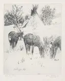 Elling William "Bill" Gollings, Winter Time, 1928, Etching on laid paper with FJ Head & Co watermark