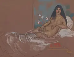 William Penhallow Henderson, Reclining Nude, pastel and pencil on paper