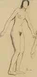 Maynard Dixon, Slim Figure, charcoal on laid paper