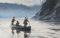 Ogden Pleissner, Grey Morning on the Cascapedia (Gaspé Peninsula, Quebec), gouache and watercolor on paper