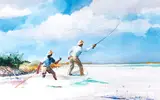 Chet Reneson, Casting a Line, watercolor on paper