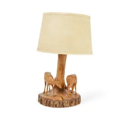 Zénon Alary, Deer Lamp, carved wood
