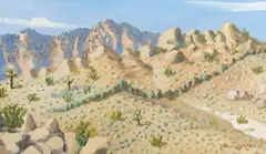 Carlos Vierra, Southwestern Landscape, oil on canvas laid to board