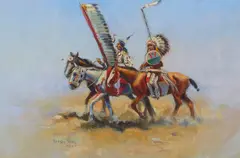 Joe De Yong, Medicine Men, Piegan Blackfeet, Brush Tail Horses, oil on canvas
