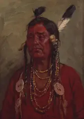 Joseph Henry Sharp, Portrait of Ch'ri Elkhorn, circa 1907, oil on board