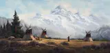 Heinie Hartwig, Native American Encampment before Snowy Mountains and Morning Chores (a group of two)