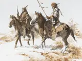 Howard A. Terpning, Blackfoot in Winter, watercolor, gouache, charcoal and graphite on Masonite