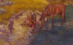 Steven Lang, On the Tongue River, oil on canvas