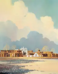 Charles H. Pabst, Mission Light (Taos Pueblo), oil on canvas