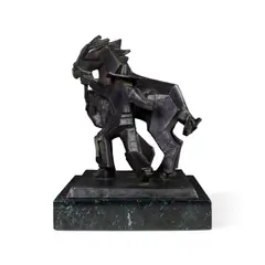 Side Stepper by Ed Mell, bronze with black and verdigris patina, sold Nov 2023