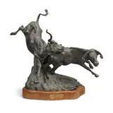 Terry Duen, Escape Artists, bronze with brown patina