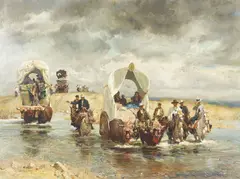 Donald Teague, The Wedding Procession (Spanish Holiday), oil on board