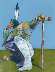 Thom Ross, Modoc Croquet Player, acrylic on paper