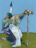 Thom Ross, Modoc Croquet Player, acrylic on paper