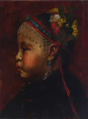 Theodore Wores, Profile of A Young Girl, oil on panel