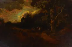 Into the Mystery by William Keith, oil on canvas laid to panel, sold Aug 2023