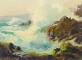 Albert Thomas Derome, Monterey Bay from Tank Farm and Jeffers Pt. Carmel / After Storm (a group of two)