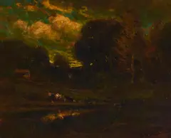 Wooded Interior by William Keith, oil on board, sold Aug 2023