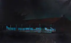 Moon Shadows Under the Eaves by Charles Rollo Peters, oil on canvas, sold Aug 2023