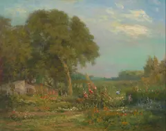Morning in Del Monte Gardens by Mary Amanda Lewis, oil on canvas, sold Aug 2023
