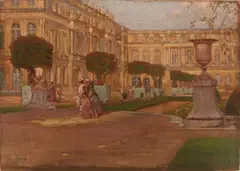 Ernest Peixotto, Promenade in a French Garden, oil on canvas