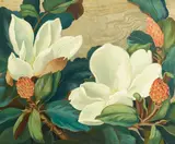 Jessie Arms Botke, Magnolias, oil and gold leaf on board